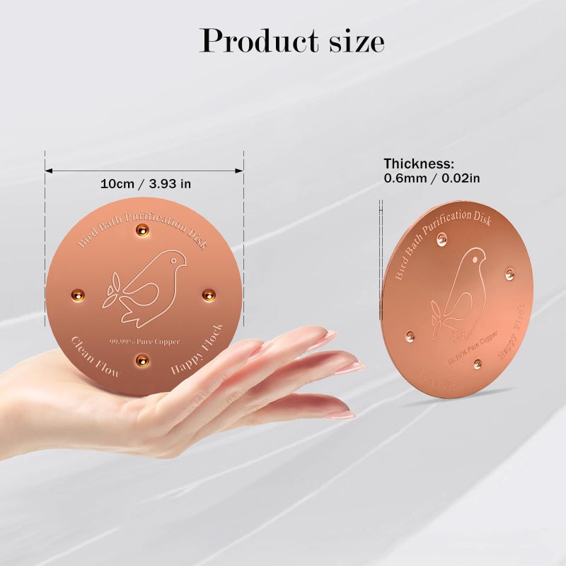 Laddatz 2 Pack قرص حمام الطيور النحاسي - يساعد على الحفاظ على المياه النقية بشكل طبيعي لقرص حمام الطيور النحاسي يمكن أن يوفر لك وقت التنظيف - Image 2